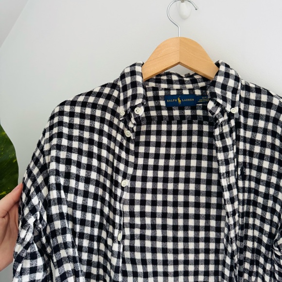 RALPH LAUREN | Black And White Plaid Flannel Shirt Size Small - Picture 2 of 5